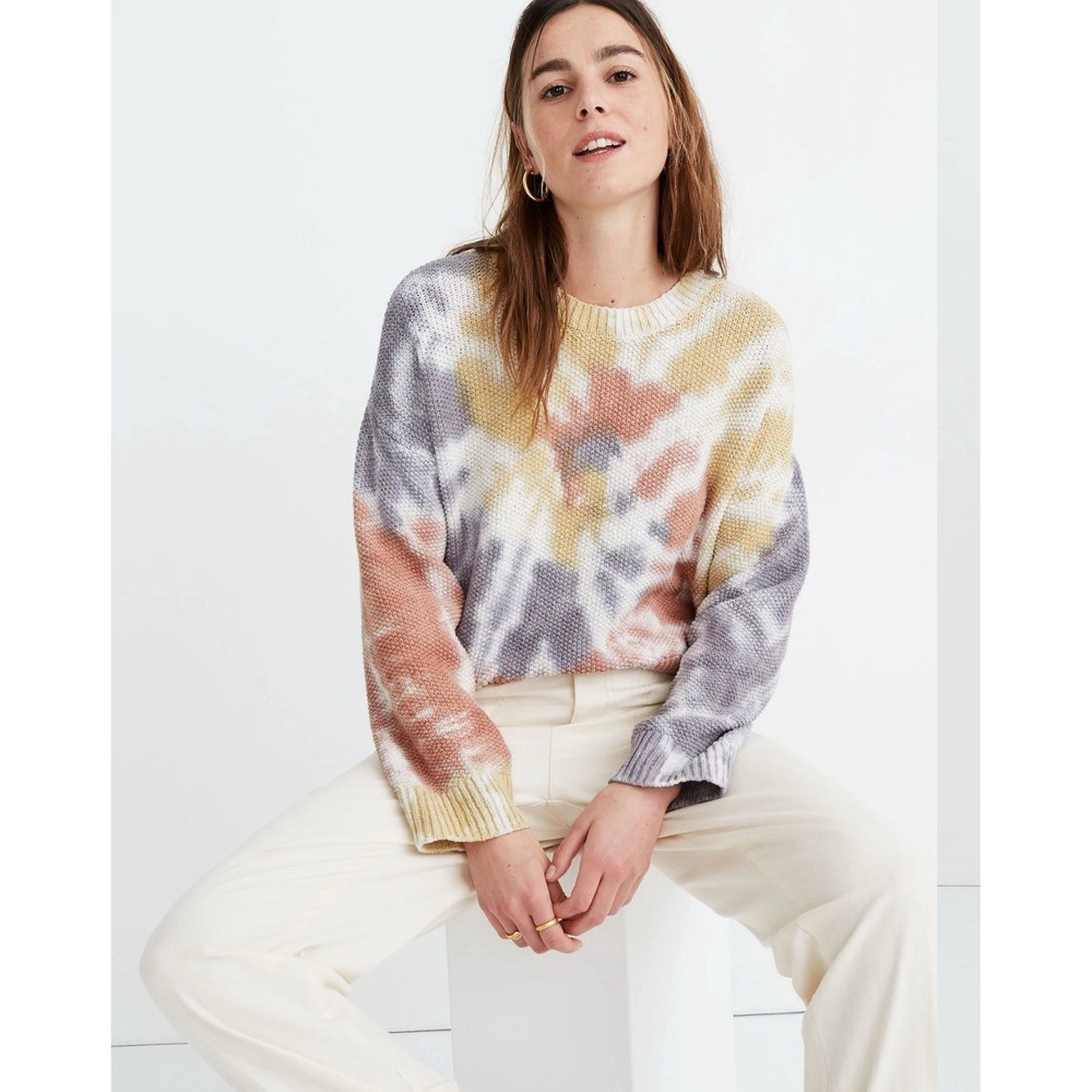 Madewell Tie-Dye Westford Pullover Sweater Pastel Cotton‎ Small Artsy Boho Boxy